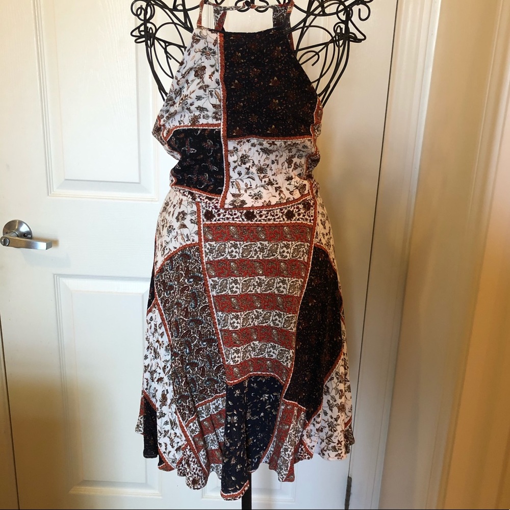 Lulus paisley skater dress with high neck